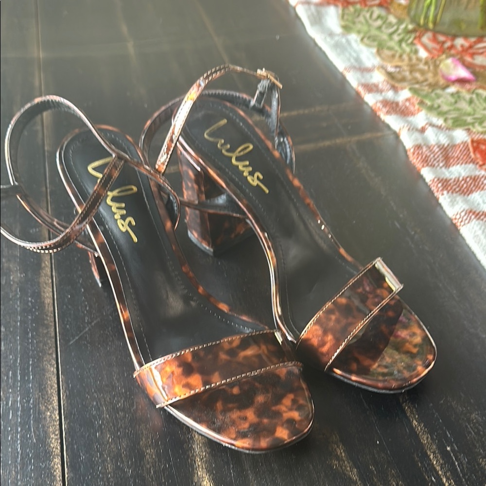 Lulu's Tortoise Shell Strappy Heels